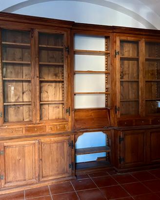Credenza Libreria in legno massello con scrittoio