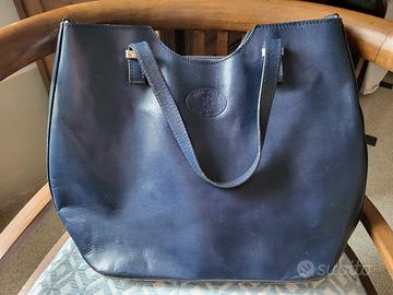 Borsa blu vera pelle