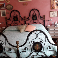 Letto matrimoniale in ferro smaltato nero + rete