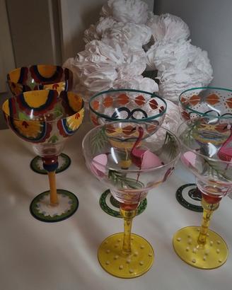 Set 6 bicchieri margarita colorati fatti a mano