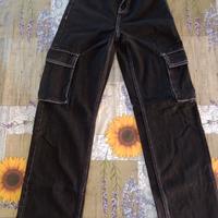 Jeans Cargo Bershka Neri – Taglia 32 Donna