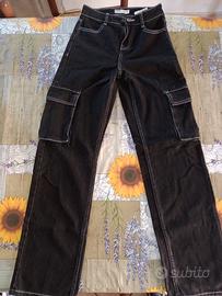 Jeans Cargo Bershka Neri – Taglia 32 Donna