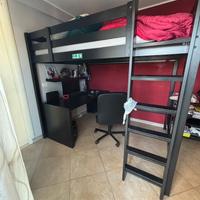 Letto a soppalco completo con scrivania