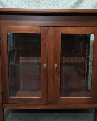 Vetrina/Libreria bassa "arte povera" in legno colo