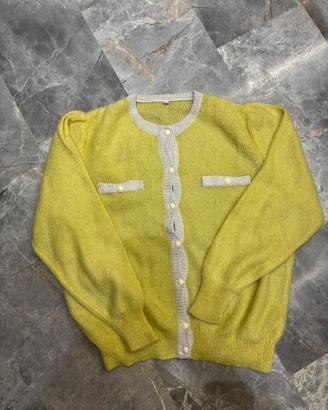 Maglione Cardigan Donna Vintage Lana Mohair