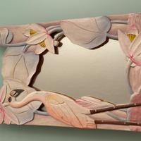 Specchio con cornice in legno dipinta a mano