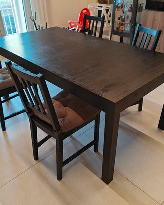 Tavolo Ikea Bjursta Nero con 4 sedie