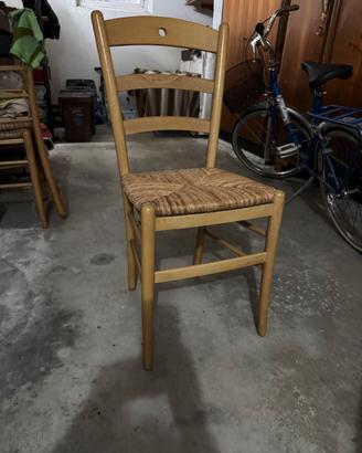 4 sedie in legno e paglia