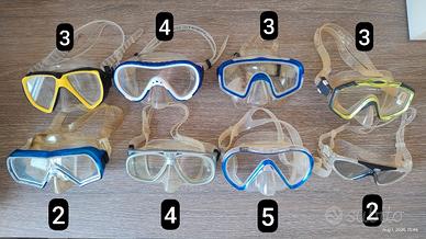 8 maschere snorkeling sub in silicone trasparente 