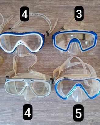 8 maschere snorkeling sub in silicone trasparente 
