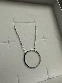 Collana in Oro Bianco 18 KT con Ciondolo Cerchio