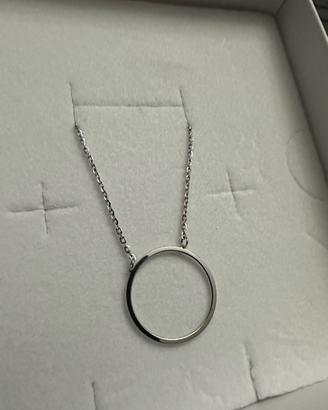 Collana in Oro Bianco 18 KT con Ciondolo Cerchio