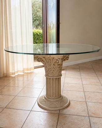 Tavolo rotondo con pianoin cristallo