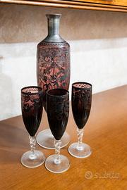 Set brocca e bicchieri in vetro di Murano