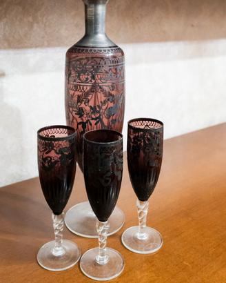 Set brocca e bicchieri in vetro di Murano