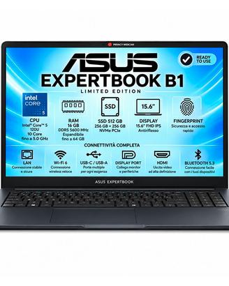 ASUS EXPERTBOOK B1 CORE 5 16GB DDR5 SSD 512 FINGER