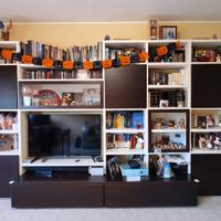 Mobile/Libreria soggiorno legno bianco/wengè scuro