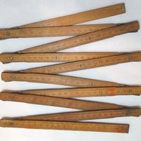 Antico Metro Muratore A Sezioni Pieghevole Legno