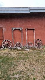 ruote e stanghe carretto antico