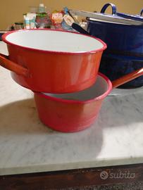 pentole e coperchi vintage smaltati 