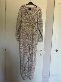 Vestaglia / pigiama donna in pile e zip animalier