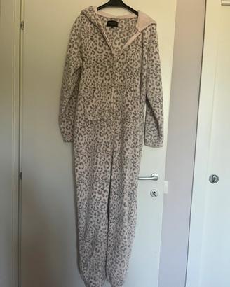 Vestaglia / pigiama donna in pile e zip animalier