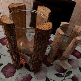 lanterne rustiche con base in legno 