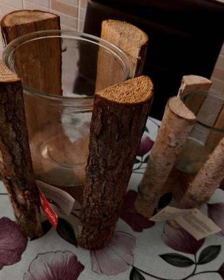lanterne rustiche con base in legno 