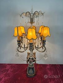 Candeliere vintage laccato lume da tavolo 5 bracci