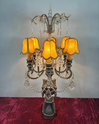 Candeliere vintage laccato lume da tavolo 5 bracci
