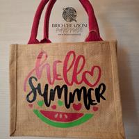 borsa di juta con scritte personalizzate 