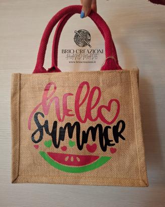 borsa di juta con scritte personalizzate 