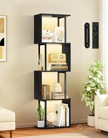 Libreria a Forma di S a 5 Ripiani con Luce LED