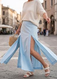 Gonna lunga di cotone con spacchi Tunnel T S Nuovo