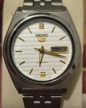 seiko 5 automatico Vintage quadrante bianco datari