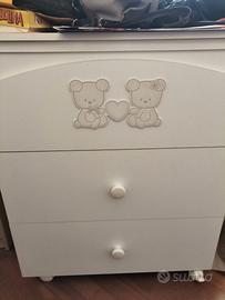 Lettino pali orsetti+cassettiera + piumone coordin
