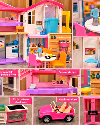 MAXILOTTO BARBIE CASA ARREDATA, 6 BARBIE, 2 KEN &