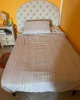 Letto piazza e mezza con rete, materasso, testiera