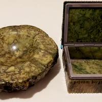 Set da tavolo portacenere/scatola alabastro verde