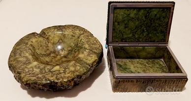 Set da tavolo portacenere/scatola alabastro verde