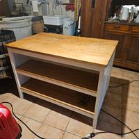 Isola per cucina, bianco sporco/rovere, 126x77 cm