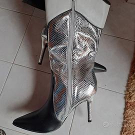 STIVALETTO PITONATO ARGENTO