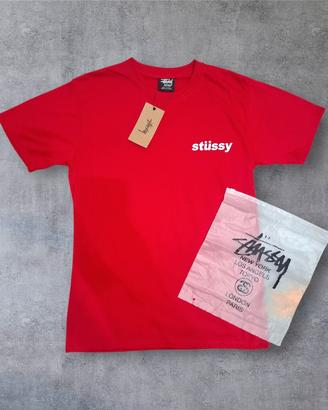 Stüssy T-Shirt Rossa Logo Frontale Popsicle Nuova 
