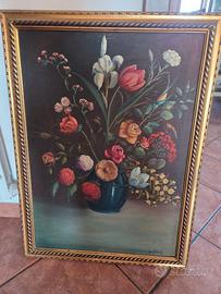 Dipinto Olio su Tela Natura Morta Floreale Firmata