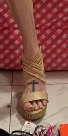 Sandali zeppa beige