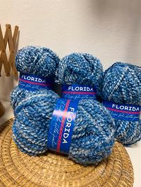 Lotto 4 Gomitoli Lana Florida - Sfumato Blu