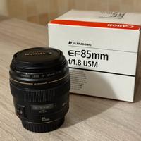 Obiettivo Canon EF 85mm f 1.8 usm con scatola