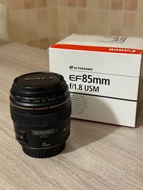 Obiettivo Canon EF 85mm f 1.8 usm con scatola