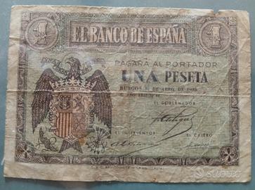 Banconota Una Peseta 1938, Guerra Civile.