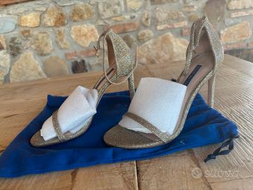 Stuart Weitzman Nudistsong Glitter oro, taglia 38